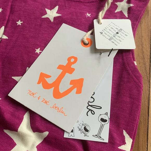 Noe & Zoe Puffy Romper in Purple Invers Stars Size 3-6M NWT - Picture 4 of 8